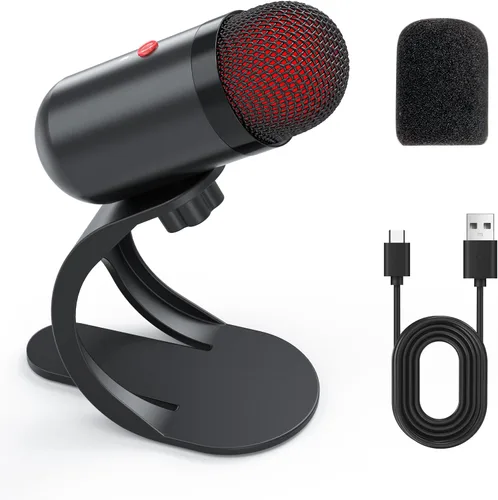 Vista 8 de LIANGSTAR Micrófono de Computadora USB, Micrófono de Escritorio para Podcast con Botón de Silencio para Grabación y Transmisión, Condenser