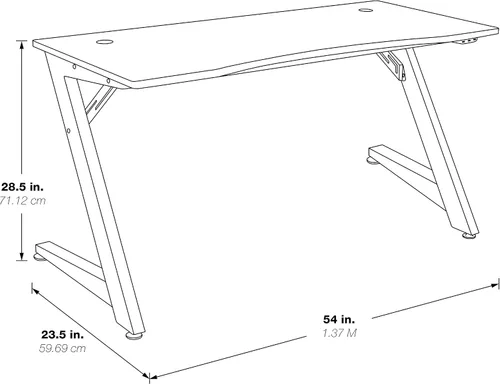 Vista 3 de OSP Home Furnishings Beta Battlestation - Escritorio para juegos con luces LED RGB Bluetooth, color rojo mate