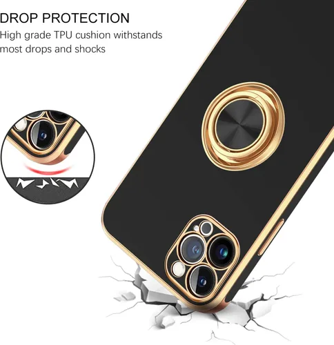 Vista 3 de BENTOBEN Funda para iPhone 13 Pro, iPhone 13 Pro, ajuste delgado, soporte de anillo de 360°, atril, soporte magnético para automóvil, soporte