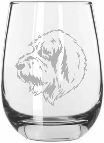 Vista 418 de Shar Pei (chino) - Vaso de vino sin tallo grabado para perro, 15.25 onzas