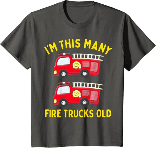 Vista 8 de Camiseta de bomberos para niños de 2º cumpleaños para niños y niñas, Negro, Kids 2