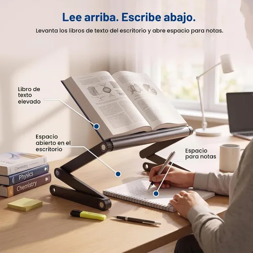 Vista 5 de Escritorio portátil y ajustable, ideal para libros. ergonómico. Color Plata