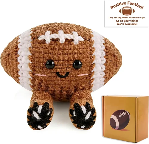Vista 10 de Regalos positivos de ganchillo de béisbol para niños, hombres, papá, muñeca de punto inspiradora con tarjeta de aliento y llavero de caja, divertida