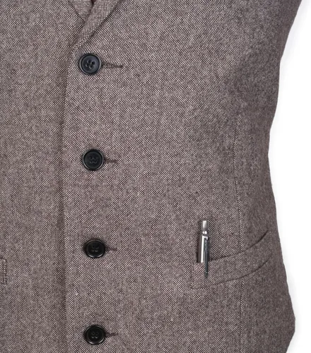 Vista 4 de Ruth&Boaz Chaleco de traje de cuello a medida de tweed de lana con 4 botones y 2 bolsillos