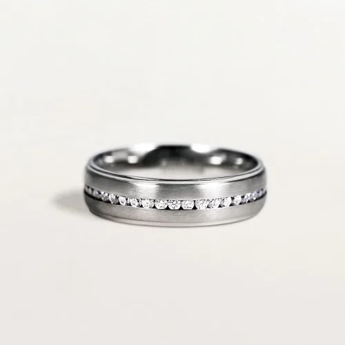 Vista 3 de TIGRADE 6MM Silver Titanium Engagement Ring Cubic Zirconia Wedding Band for Men Women Size 5-12