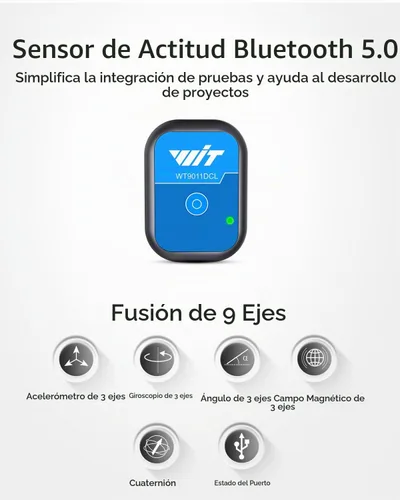 Vista 2 de Acelerómetro + Inclinómetro Bluetooth 5.0 WT9011DCL MPU9250 Giroscopio de 9 ejes de alta precisión + Ángulo (Precisión XY 0.2°) + Magnetómetro