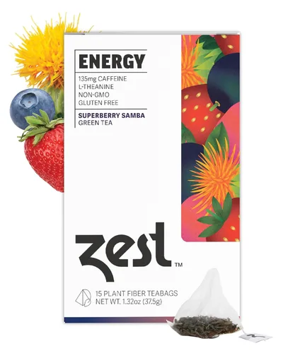 Vista 11 de Bolsas de Té Zest Energy – Té negro Blue Lady de Maracuyá – Té con alta cafeína para energía matutina, enfoque y claridad – Té natural con cafeína