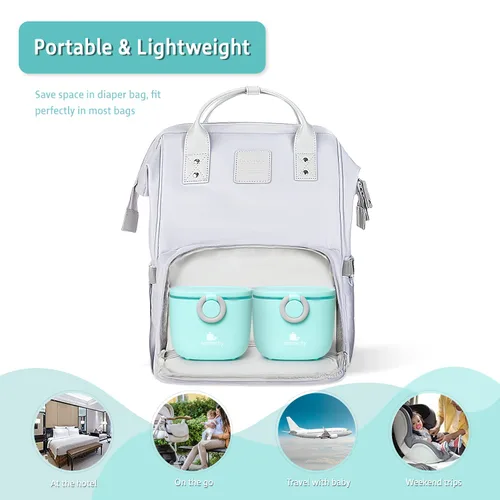 Vista 5 de Termichy Dispensador de fórmula para bebés, dispensador portátil de leche en polvo con asa de transporte y cuchara para viajes actividades al aire
