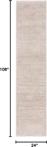 Vista 2 de SAFAVIEH Tahoe Shag Collection - Alfombra de pasillo, 2 x 9 pies, color beige, diseño geométrico, felpa de 1.2 pulgadas de grosor, ideal para zonas