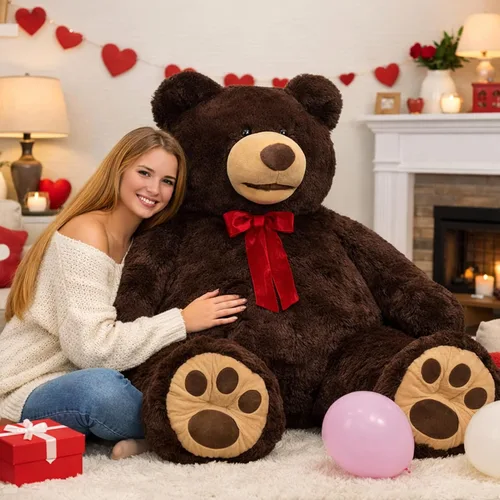 Vista 11 de HollyHOME Oso de peluche gigante de 5 pies con huellas grandes, regalo de San Valentín, 5 pies, color beige