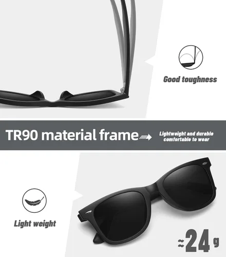 Vista 24 de MEETSUN Polarized Sunglasses for Women Men Classic Retro Square Frame Driving Sun Glasses UV Protection