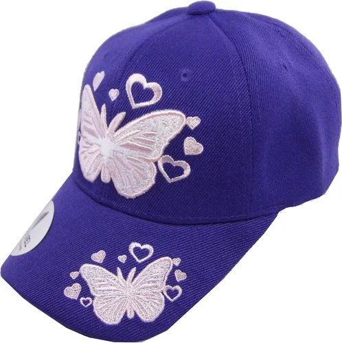 Vista 3 de Gorro de béisbol para niños, diseño de mariposa, color rosa