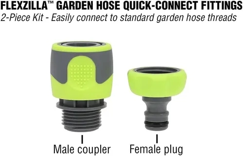 Vista 3 de Flexzilla HFZGAK11 - Accesorios de conexión rápida para manguera de jardín, kit de acoplador y enchufe de 2 piezas, ZillaGreen