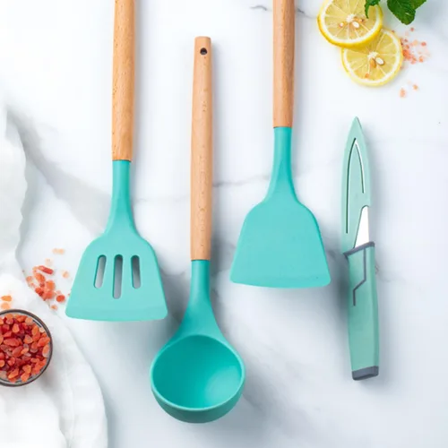Vista 8 de Silicone Cooking Utensils Set 3Pcs Spatula Ladle and Stir-Fry Spoon Non-Scratch Kitchen Tools for Home Cooking and Food Preparation