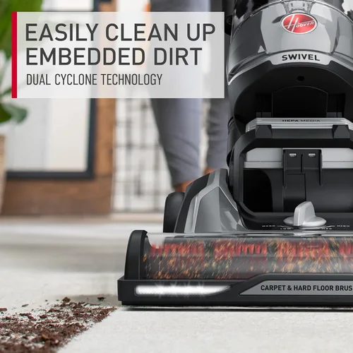 Vista 3 de Hoover Aspiradora giratoria XL de alto rendimiento, aspiradora vertical sin bolsa, filtración de medios HEPA, sistema MaxLife, tecnología