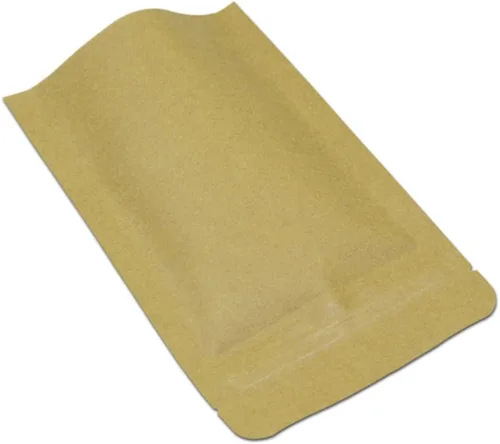 Vista 3 de Bolsa de Mylar de papel de estraza interior resellable con cierre de cremallera, bolsas de pie para embalaje con cremallera, candado de caramelo