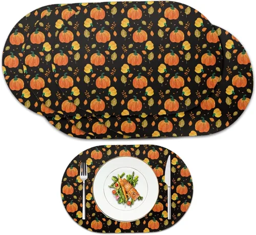 Vista 39 de Corn Green Placemats Set of 2 12 x 18 Inch Leather Table Mats Seasonal Table Placemats Protector PU Desk Mat Heat Resistant Washable Easy Clean for