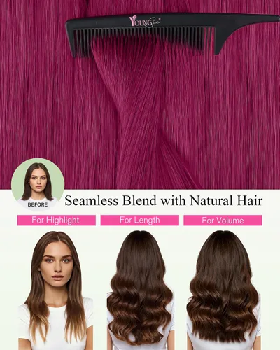 Vista 146 de YoungSee Extensiones de Cabello Humano con Cinta Balayage Extensiones de Cabello con Cinta Marrón Oscuro Extensiones de Cabello con Cinta Ombre