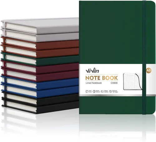 Vista 26 de ViVin Cuadernos de diario rayados para trabajo, 192 páginas, tamaño mediano de 5.5 x 8.3 pulgadas, rayado universitario, cuadernos A5 de tapa dura