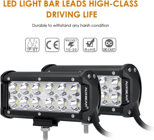Vista 8 de Auxbeam® Luz LED IP67 Waterproof, Night Driving, Easy to Install, Backup Light for trucks 4x4 Military Mining Boating Farming, Heavy Equipment