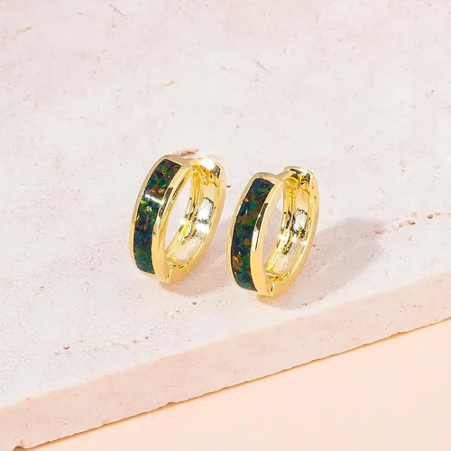 Vista 244 de CiNily Aretes Huggie de ópalo con bisagras, chapados en oro, hipoalergénicos, pequeños aretes de aro para mujeres, adolescentes, niñas, hombres