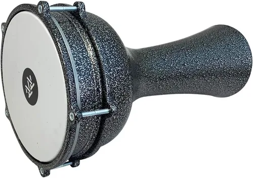 Vista 12 de Darbuka de aluminio de 16 '' de longitud, tambor Doumbek turco de cabeza sintética sintonizable de 8 pulgadas (negro)