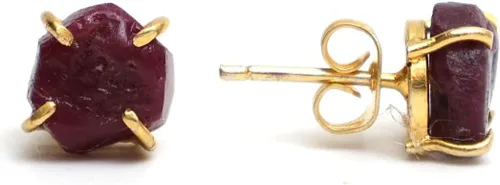 Vista 116 de Gempires Natural Raw Prong Setting Stud Earrings, 8-10 mm Crystals Earring, Handmade Jewelry, Gift for Her