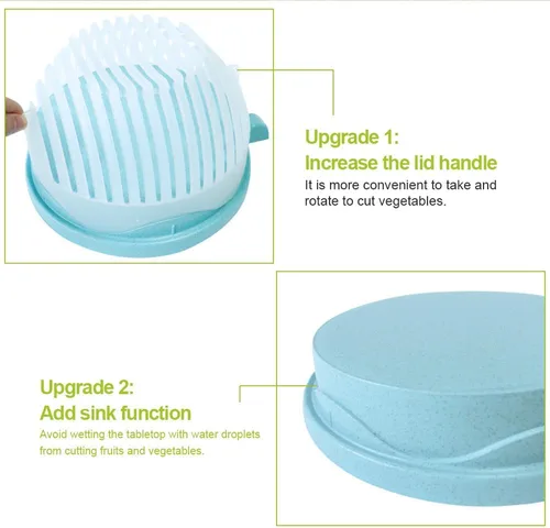 Vista 8 de Cortador de ensalada 2 en 1 y picador de verduras, máquina rápida de 60 segundos, plástico de grado alimenticio sin BPA, rebanador manual fácil