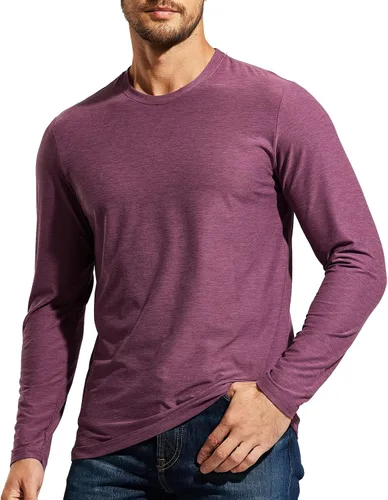 Vista 10 de MIER X-Sofort - Camisetas de manga larga para hombre, ligeras, súper suaves, atléticas, cuello redondo, para correr, descansar, entrenamiento casual