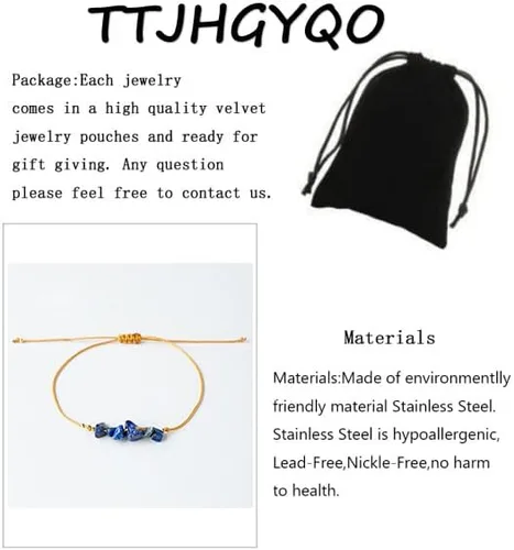 Vista 2 de Pulsera de piedra natural curativa energética, pulsera de amatista natural cruda, pulseras elásticas unisex