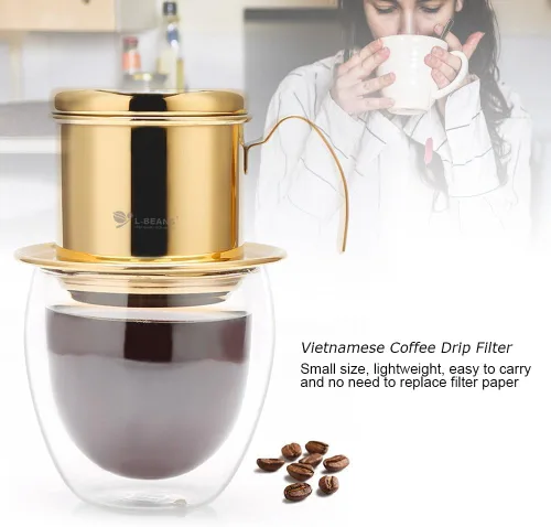 Vista 5 de HERCHR Gotero de café vietnamita, cafetera vietnamita de acero inoxidable con capacidad de 0.59 oz, filtro de goteo pequeño de alta resistencia