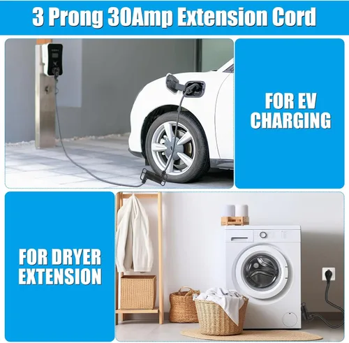Vista 4 de Kanayu Cable de extensión NEMA 10-30p/r para secadora de 3 clavijas de 6.6 Negro
