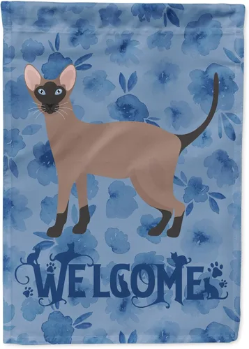 Vista 146 de Caroline's Treasures CK4813CHF - Bandera de bienvenida con gato abisinio azul, manga grande, para porche, para colgar en la pared, poliéster