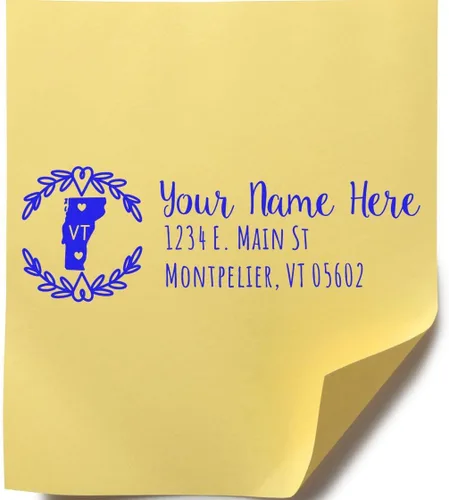 Vista 90 de State of Alabama Wreath Duo Hand Address Stamp - Personalized Rubber Stamp Montaje manual Duo