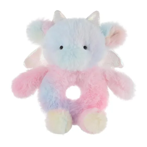 Vista 10 de Apricot Lamb Sonajero de dragón suave para niños y niñas, juguete de sonajero de peluche adorable para el recién nacido, 0-3 meses, 0-6 meses y más