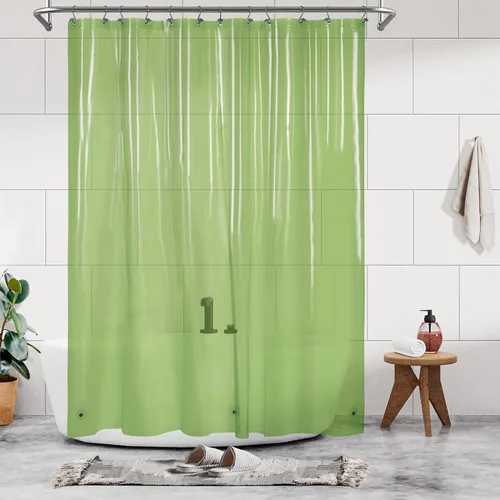 Vista 57 de Barossa Design - Forro de cortina estrecho de PEVA para ducha, con 3 imanes, impermeable, para cabina de baño pequeña, sin PVC, ojales metálicos