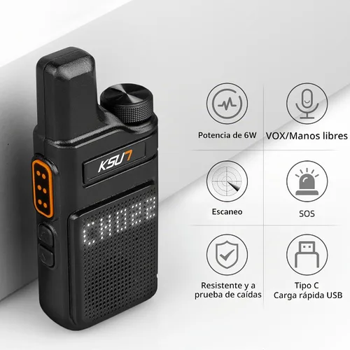Vista 2 de KSUN Mini walkie talkies para adultos, radio bidireccional de mano UHF