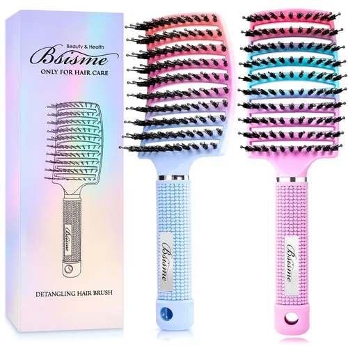 Vista 17 de Bsisme Juego de cepillos para el cabello, cepillo desenredante de Azul y morado.