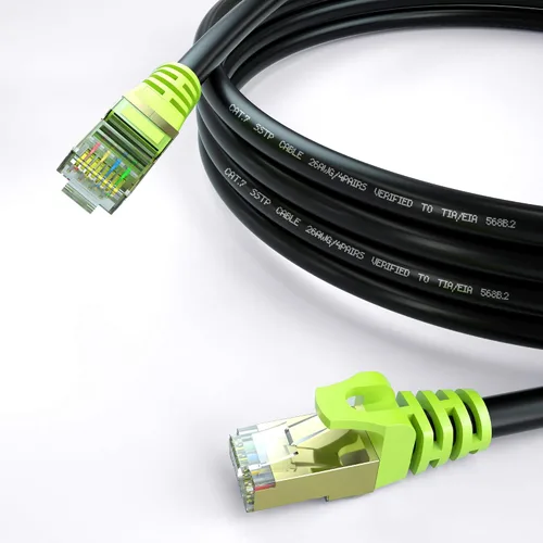 Vista 3 de Cable Ethernet Cat 7 para exteriores de 10 pies, cable de red Cat7 resistente 26 AWG, cable de conexión RJ45, velocidad de transmisión de 10 Gbps