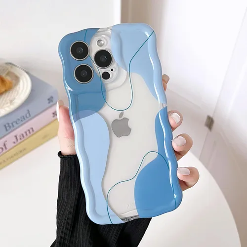 Vista 35 de DEFBSC Funda para iPhone 15 con bonito diseño ondulado, color negro