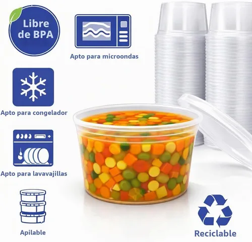 Vista 5 de 16 onzas [paquete de 12] recipientes de plástico sin BPA para almacenar