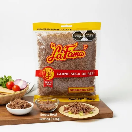 Vista 3 de La Fama Machacado Carne Seca De Res Carne Seca De Res Carne Rallada 8.82 oz Desde 1926