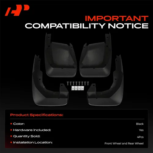 Vista 3 de A-Premium Juego de 4 guardabarros con accesorios de hardware compatibles con Honda CR-V 2007-2011, 2.4L, utilidad deportiva, delantera y trasera