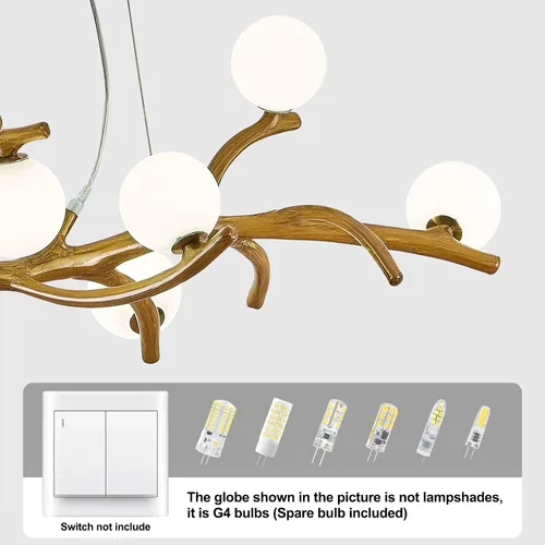 Vista 8 de Lámpara de Araña Moderna de Techo de 28.7 pulgadas, Lámpara de Araña Sputnik de 8 Luces de Resina de Mediados de Siglo sobre Mesa, Candelabros