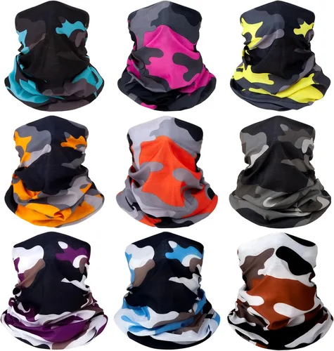 Vista 12 de Bufanda transpirable para el cuello, máscara facial para hombres y mujeres, senderismo, ciclismo, deportes, pesca, protección solar UV bandana