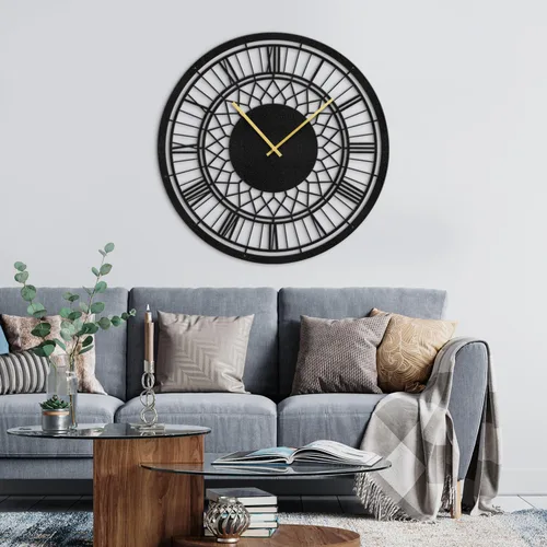 Vista 17 de Reloj de pared de metal, arte de pared silencioso, funciona con pilas, números grandes, escultura de pared, colgantes, decoración del hogar
