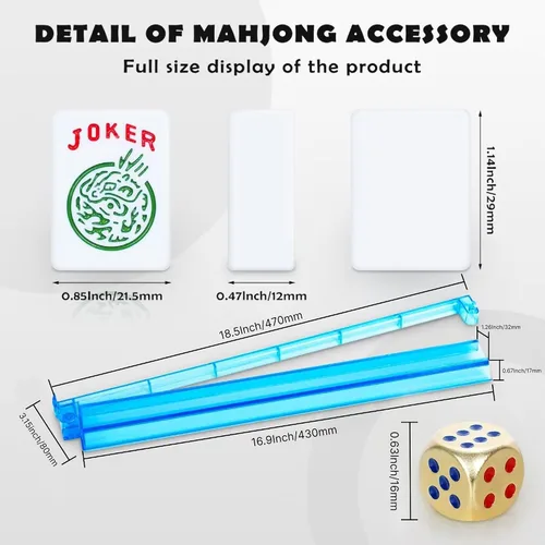 Vista 2 de Nuevo juego de mahjong americano, 166 azulejos premium con dados de metal