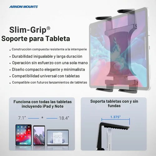 Vista 3 de ARKON Soportes – Soporte para tablet con abrazadera Resistente a la corrosión Soporte para tableta con abrazadera resistente Función