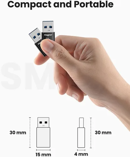 Vista 6 de Fasgear Adaptadores USB a USB C, paquete de 2 unidades de sincronización de datos de 10 Gbps de doble cara y carga rápida de 3 A, convertidor USB
