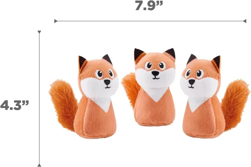 Vista 7 de Outward Hound Squeakin' Fox Hide A Puzzle Juguetes de Peluche de Repuesto para Perros - Paquete de 3 Zorro